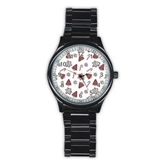 Ginger Cookies Christmas Pattern Stainless Steel Round Watch