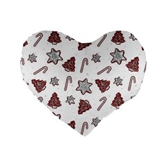 Ginger Cookies Christmas Pattern Standard 16  Premium Flano Heart Shape Cushions by Valentinaart