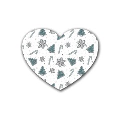 Ginger Cookies Christmas Pattern Rubber Coaster (heart)  by Valentinaart