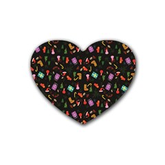 Christmas Pattern Rubber Coaster (heart)  by Valentinaart