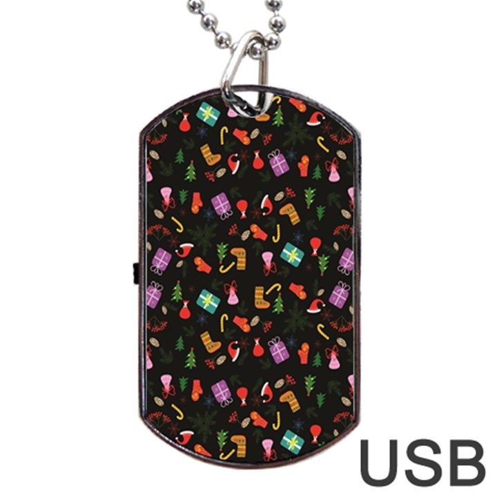 Christmas pattern Dog Tag USB Flash (One Side)