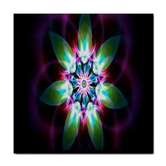 Colorful Fractal Flower Star Green Purple Tile Coasters