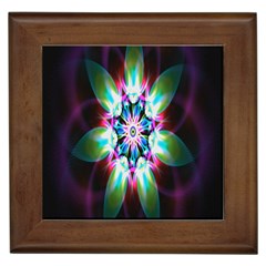 Colorful Fractal Flower Star Green Purple Framed Tiles by Mariart