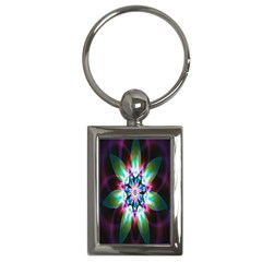 Colorful Fractal Flower Star Green Purple Key Chains (rectangle) 