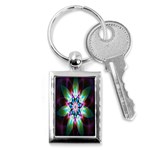 Colorful Fractal Flower Star Green Purple Key Chains (Rectangle)  Front