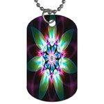 Colorful Fractal Flower Star Green Purple Dog Tag (One Side) Front