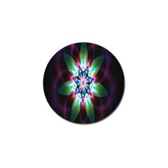 Colorful Fractal Flower Star Green Purple Golf Ball Marker by Mariart