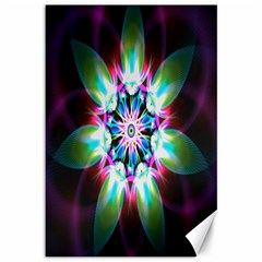 Colorful Fractal Flower Star Green Purple Canvas 12  X 18   by Mariart