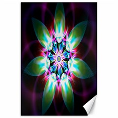 Colorful Fractal Flower Star Green Purple Canvas 24  X 36  by Mariart