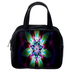 Colorful Fractal Flower Star Green Purple Classic Handbags (one Side)