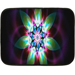 Colorful Fractal Flower Star Green Purple Fleece Blanket (mini) by Mariart