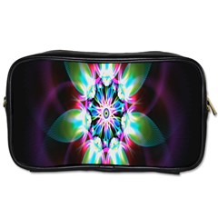 Colorful Fractal Flower Star Green Purple Toiletries Bags 2-side by Mariart