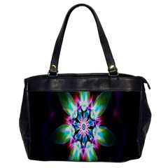 Colorful Fractal Flower Star Green Purple Office Handbags