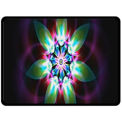 Colorful Fractal Flower Star Green Purple Fleece Blanket (large) 