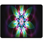 Colorful Fractal Flower Star Green Purple Fleece Blanket (Medium)  60 x50  Blanket Front