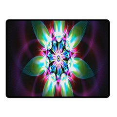 Colorful Fractal Flower Star Green Purple Fleece Blanket (small)