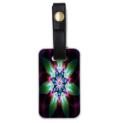 Colorful Fractal Flower Star Green Purple Luggage Tags (one Side) 