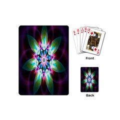 Colorful Fractal Flower Star Green Purple Playing Cards (mini)  by Mariart