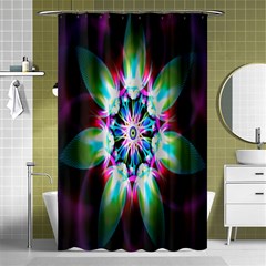 Colorful Fractal Flower Star Green Purple Shower Curtain 48  X 72  (small)  by Mariart