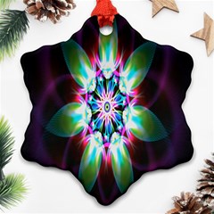 Colorful Fractal Flower Star Green Purple Ornament (snowflake) by Mariart