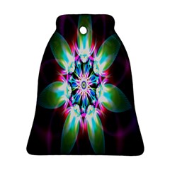 Colorful Fractal Flower Star Green Purple Ornament (bell) by Mariart