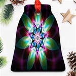 Colorful Fractal Flower Star Green Purple Ornament (Bell) Front