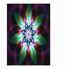 Colorful Fractal Flower Star Green Purple Large Garden Flag (two Sides) by Mariart