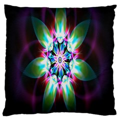 Colorful Fractal Flower Star Green Purple Large Cushion Case (one Side)