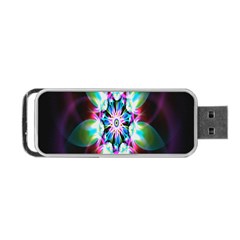 Colorful Fractal Flower Star Green Purple Portable Usb Flash (one Side)