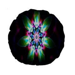 Colorful Fractal Flower Star Green Purple Standard 15  Premium Round Cushions by Mariart