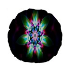 Colorful Fractal Flower Star Green Purple Standard 15  Premium Round Cushions Front