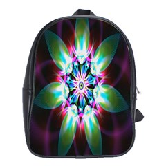 Colorful Fractal Flower Star Green Purple School Bag (xl) by Mariart