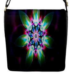 Colorful Fractal Flower Star Green Purple Flap Messenger Bag (s)