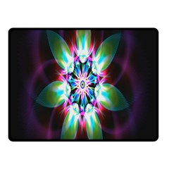 Colorful Fractal Flower Star Green Purple Double Sided Fleece Blanket (small) 