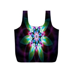 Colorful Fractal Flower Star Green Purple Full Print Recycle Bags (s)  by Mariart