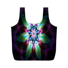 Colorful Fractal Flower Star Green Purple Full Print Recycle Bags (m) 