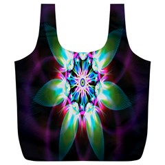 Colorful Fractal Flower Star Green Purple Full Print Recycle Bags (l)  by Mariart