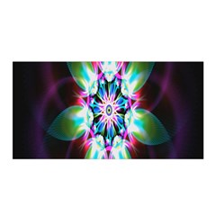 Colorful Fractal Flower Star Green Purple Satin Wrap by Mariart