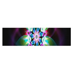 Colorful Fractal Flower Star Green Purple Satin Scarf (oblong) by Mariart