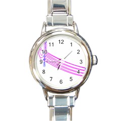 Electricty Power Pole Blue Pink Round Italian Charm Watch