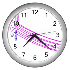 Electricty Power Pole Blue Pink Wall Clocks (silver) 