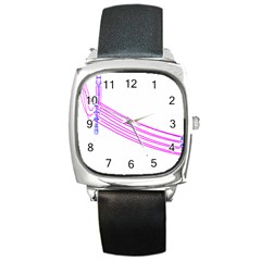 Electricty Power Pole Blue Pink Square Metal Watch