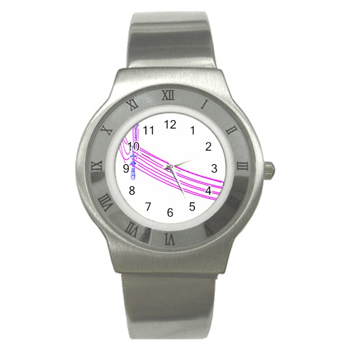 Electricty Power Pole Blue Pink Stainless Steel Watch