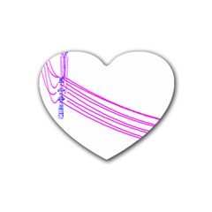 Electricty Power Pole Blue Pink Rubber Coaster (heart) 