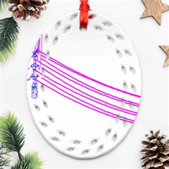 Electricty Power Pole Blue Pink Oval Filigree Ornament (two Sides) by Mariart