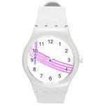 Electricty Power Pole Blue Pink Round Plastic Sport Watch (M) Front