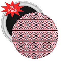 Clipart Embroidery Star Red Line Black 3  Magnets (10 Pack)  by Mariart