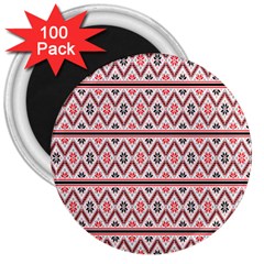 Clipart Embroidery Star Red Line Black 3  Magnets (100 Pack)