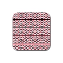 Clipart Embroidery Star Red Line Black Rubber Coaster (square) 