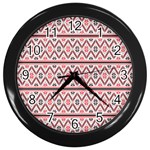 Clipart Embroidery Star Red Line Black Wall Clocks (Black) Front